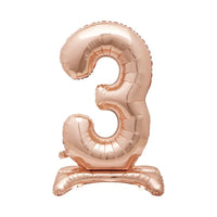 Rose Gold Standing Number Balloon - 3 General Party