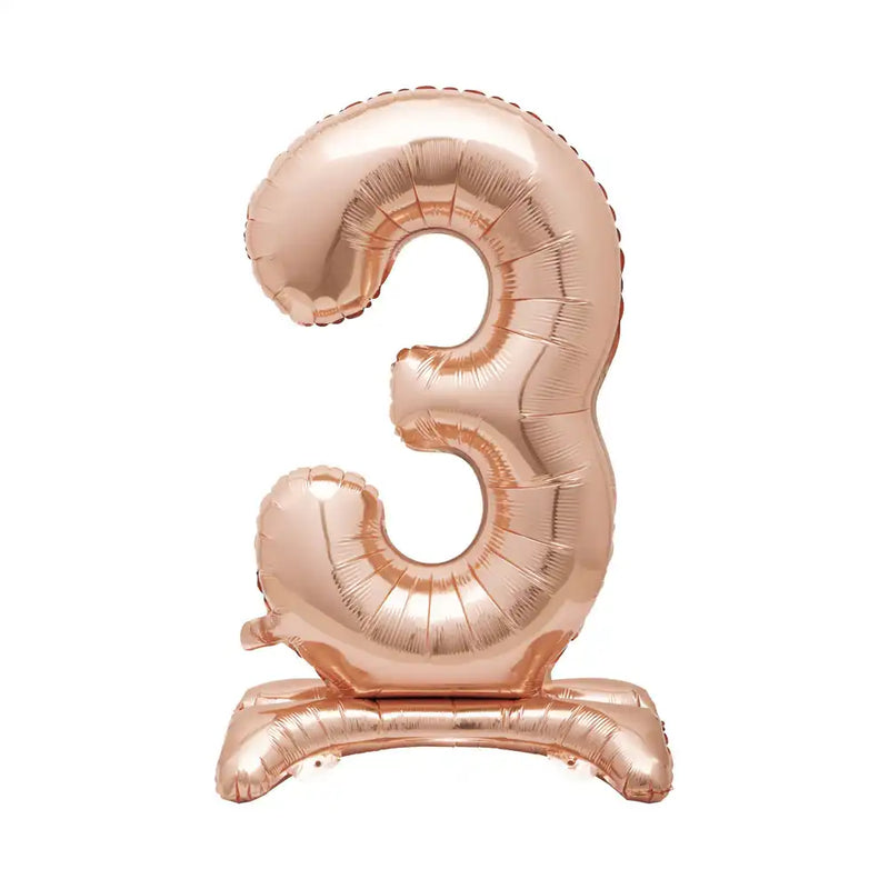 Rose Gold Standing Number Balloon - 3 General Party