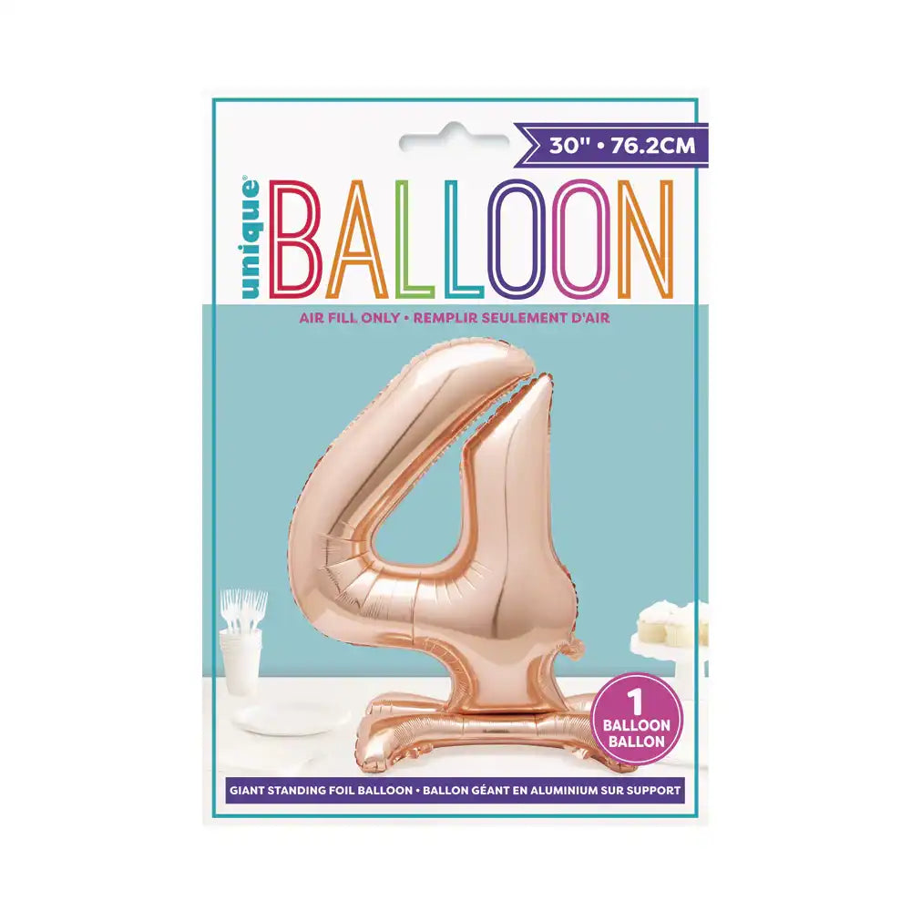 Rose Gold Standing Number Balloon - 4 General Party