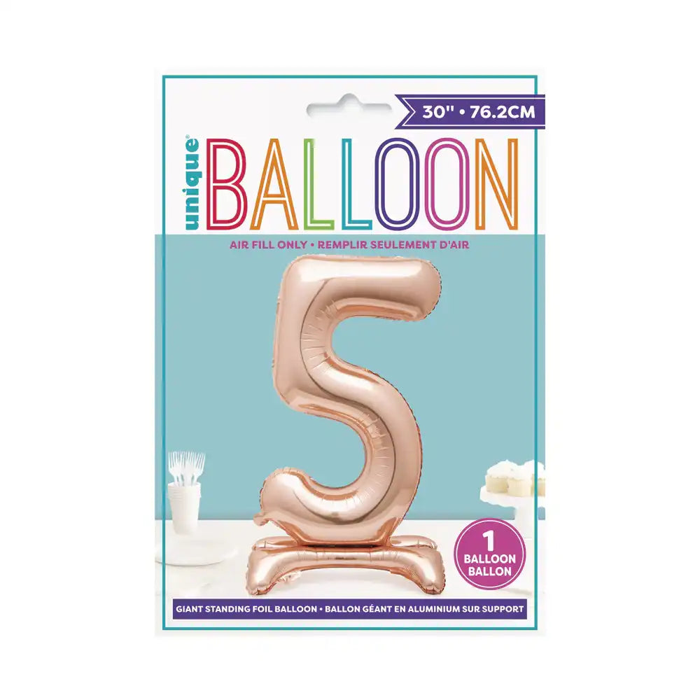 Rose Gold Standing Number Balloon - 5 General Party