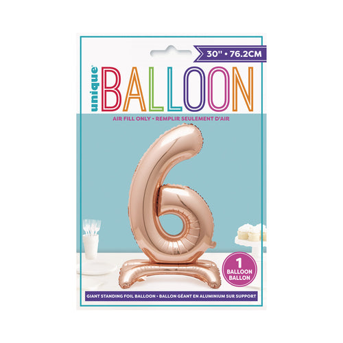 Rose Gold Standing Number Balloon - 6