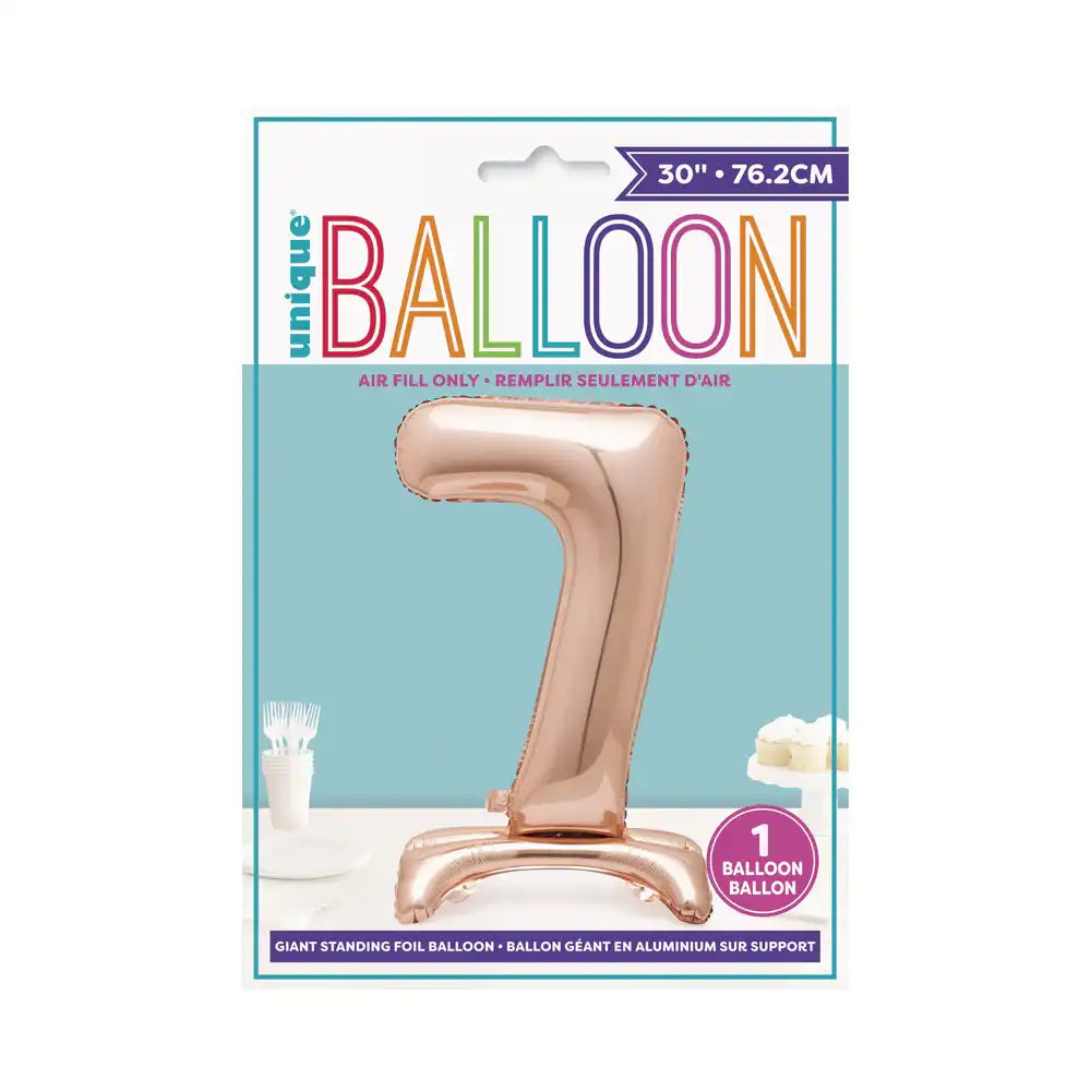 Rose Gold Standing Number Balloon - 7 General Party