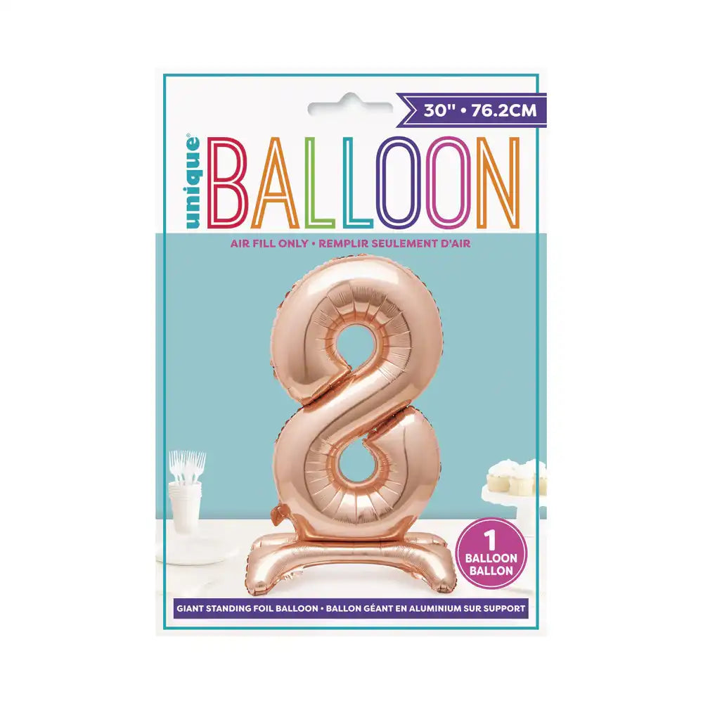 Rose Gold Standing Number Balloon - 8 General Party