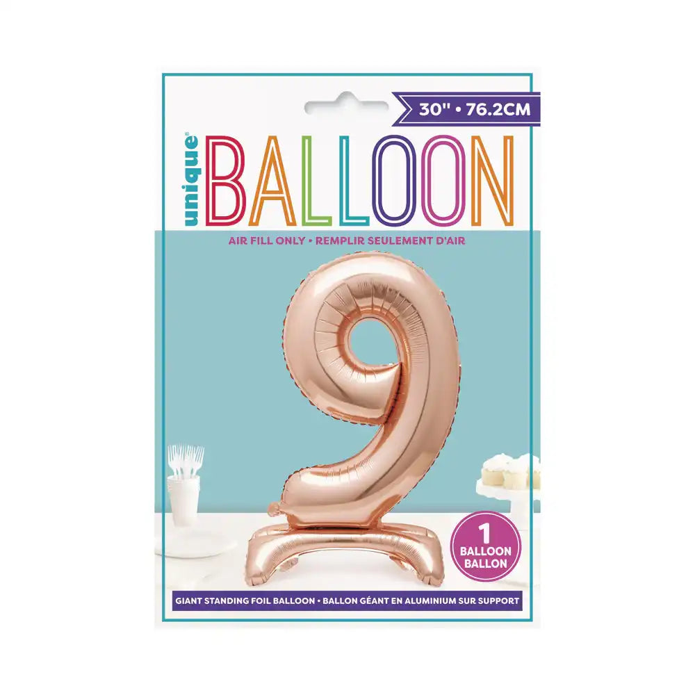 Rose Gold Standing Number Balloon - 9 General Party