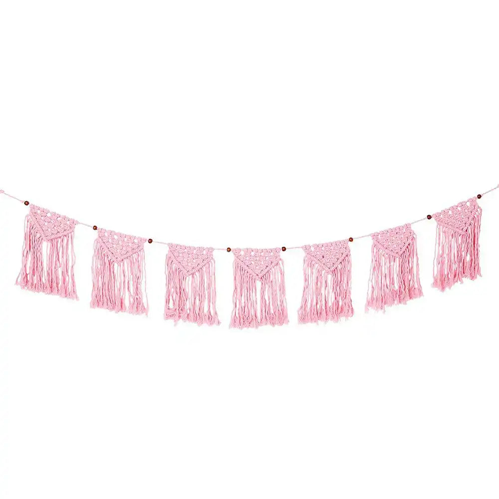 Boho Pink Cotton Macrame Garland Summer