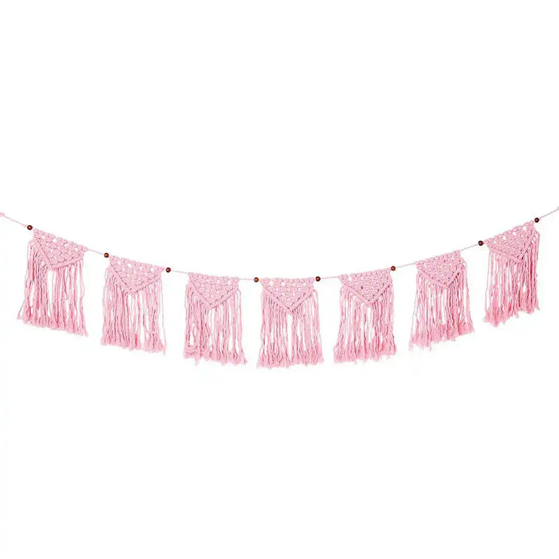 Boho Pink Cotton Macrame Garland Summer