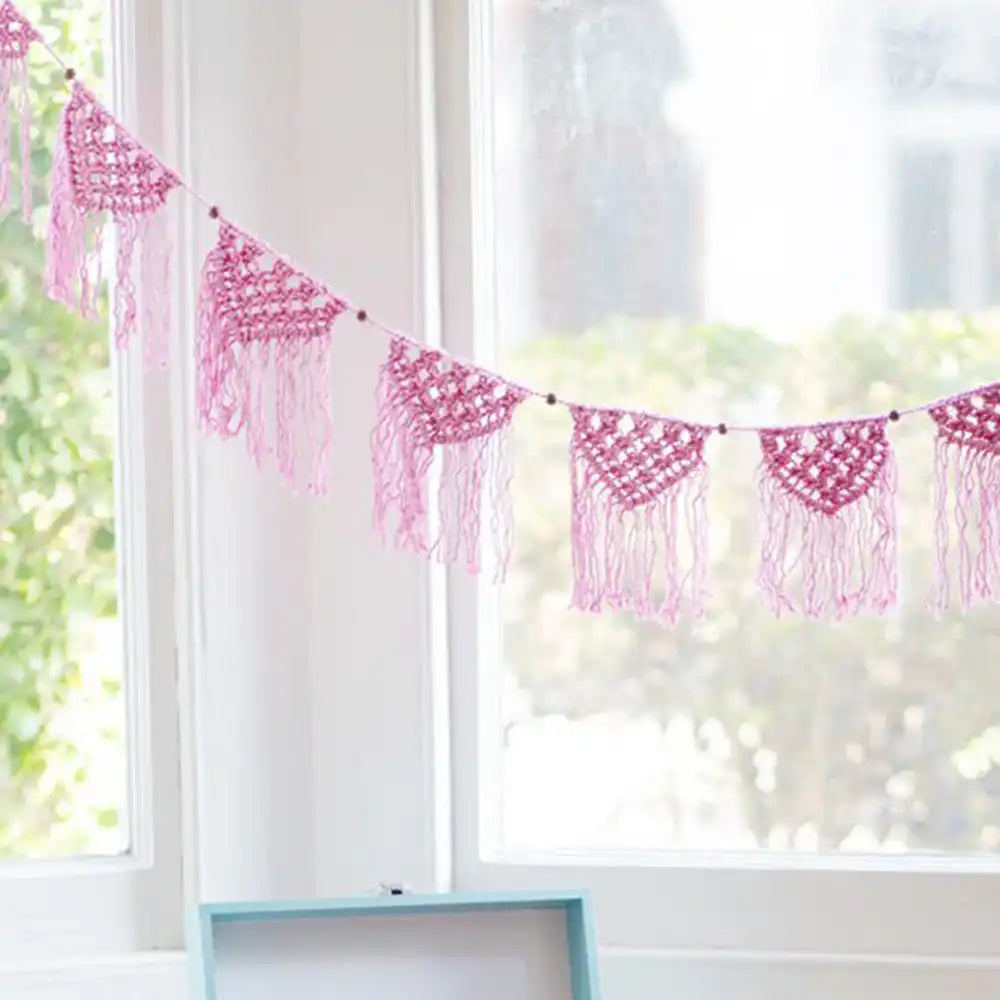 Boho Pink Cotton Macrame Garland Summer