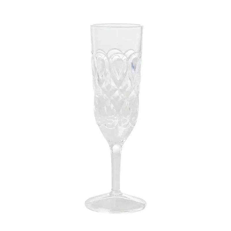 Acrylic Champagne Glass with Embossed Detail - Clear Summer