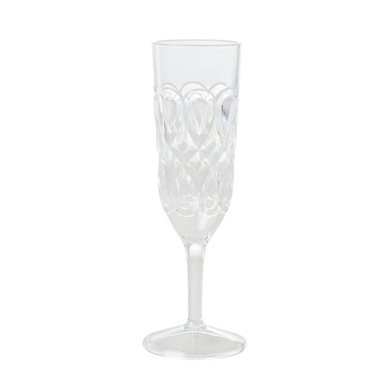 Acrylic Champagne Glass with Embossed Detail - Clear
