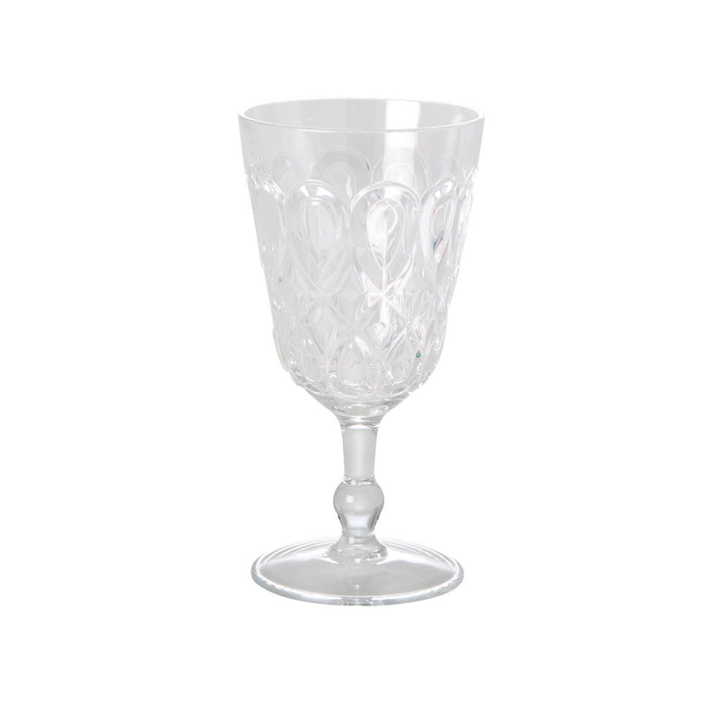 Acrylic Wine Glass with Embossed Detail - Clear Summer
