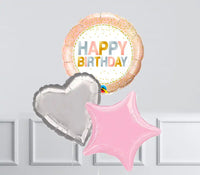 Inflated Balloon Bunch - Rose Gold Metallic Dots 3 Inflated Balloons - £19.99 Personalised Balloons