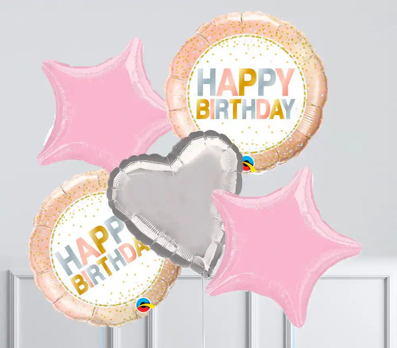Inflated Balloon Bunch - Rose Gold Metallic Dots 5 Inflated Balloons - £29.99 Personalised Balloons