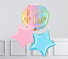 Inflated Balloon Bunch - Pastel Ombre & Stars 3 Inflated Balloons - £19.99 Personalised Balloons