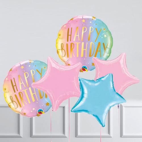 Inflated Balloon Bunch - Pastel Ombre & Stars