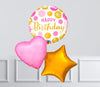 Inflated Balloon Bunch - Pink & Gold Dots 3 Inflated Balloons - £19.99 Personalised Balloons
