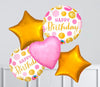 Inflated Balloon Bunch - Pink & Gold Dots 5 Inflated Balloons - £29.99 Personalised Balloons
