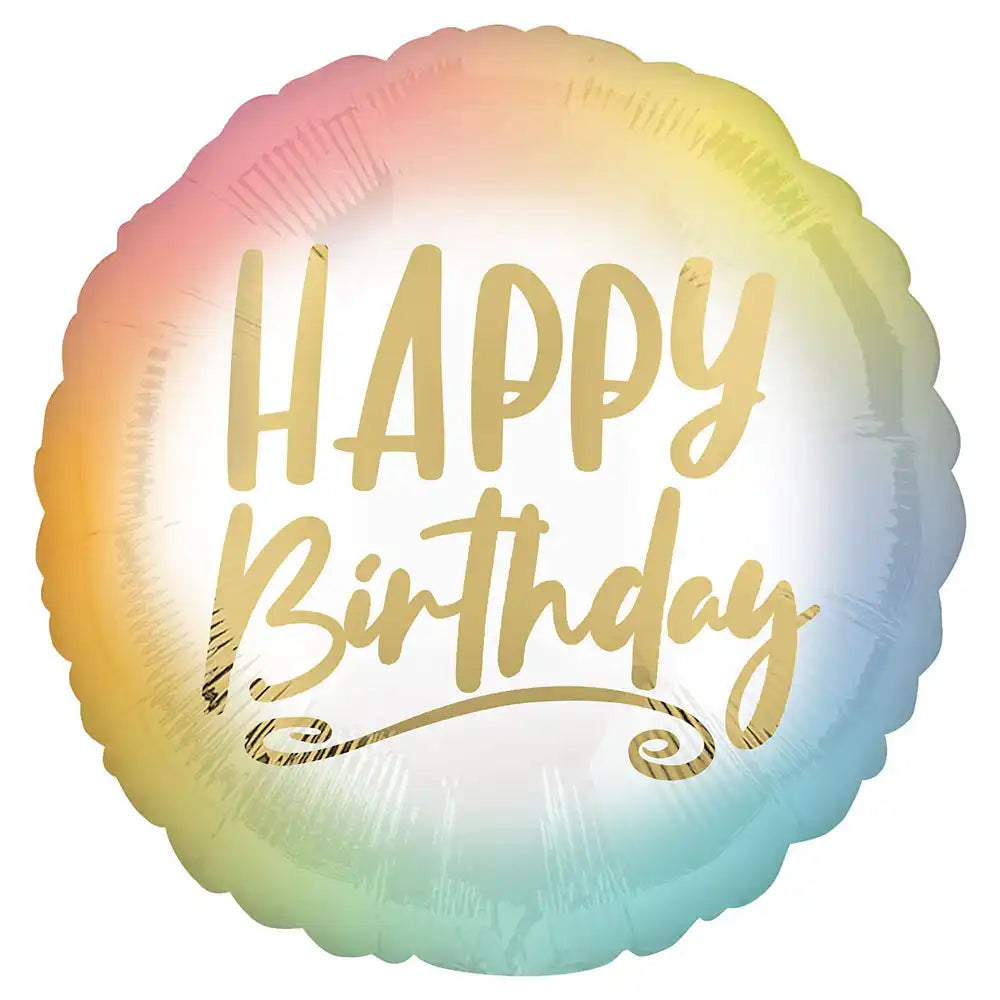 Ombre & Gold Happy Birthday Foil Balloon General Party