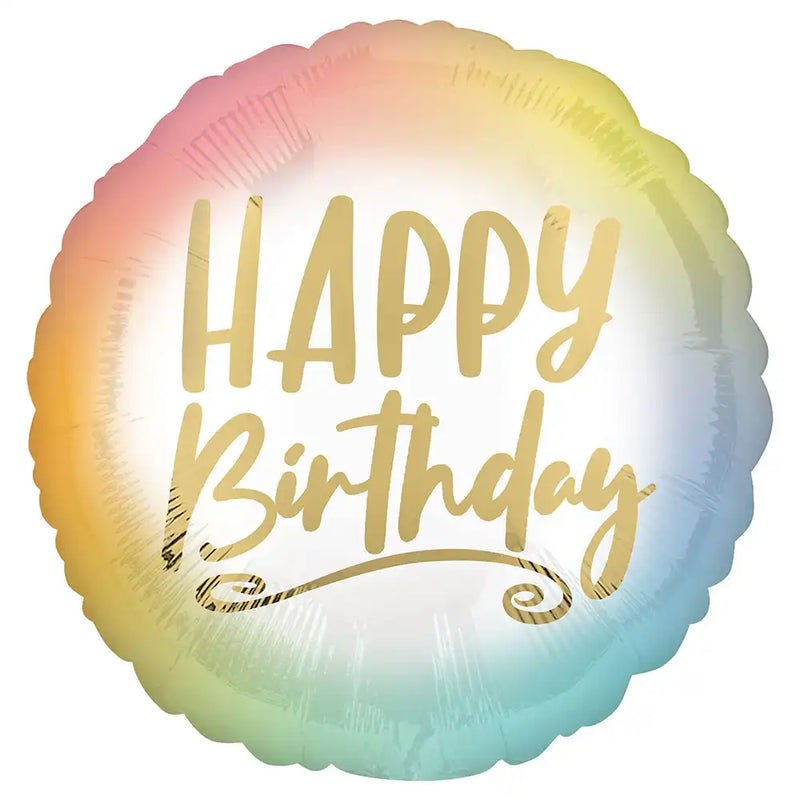 Ombre & Gold Happy Birthday Foil Balloon General Party