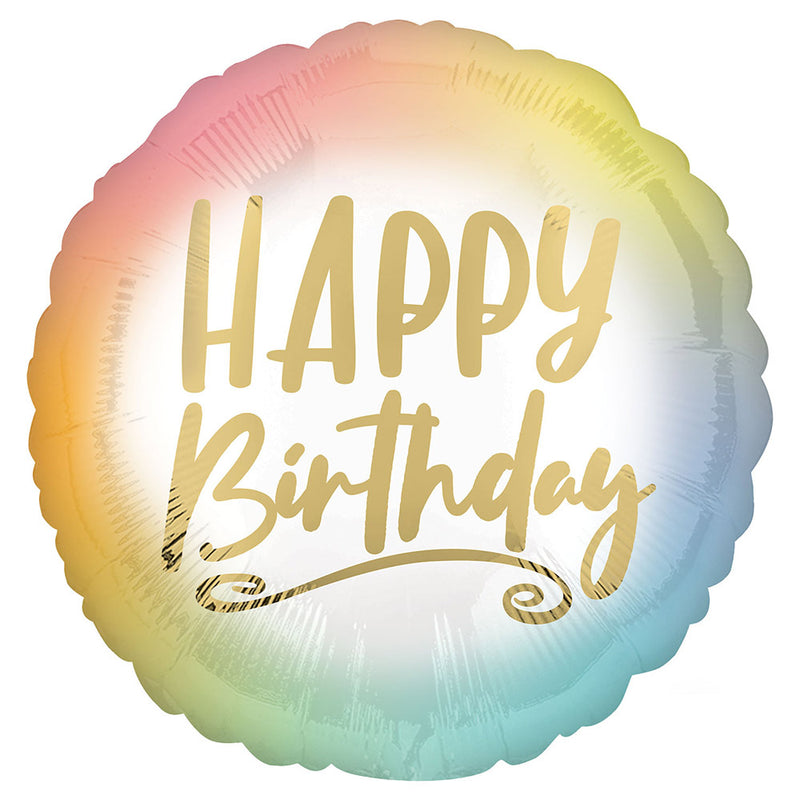 Ombre & Gold Happy Birthday Foil Balloon