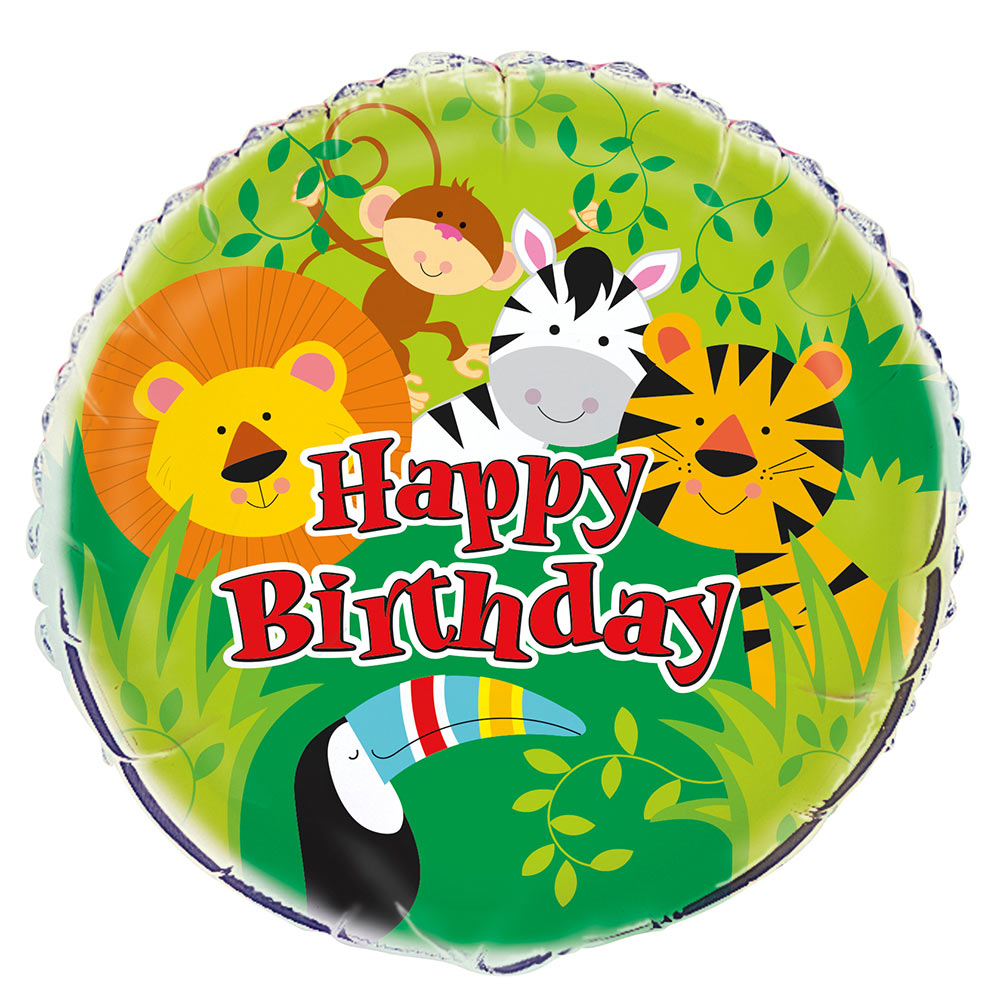 Animal Jungle Happy Birthday Balloon Animal & Jungle