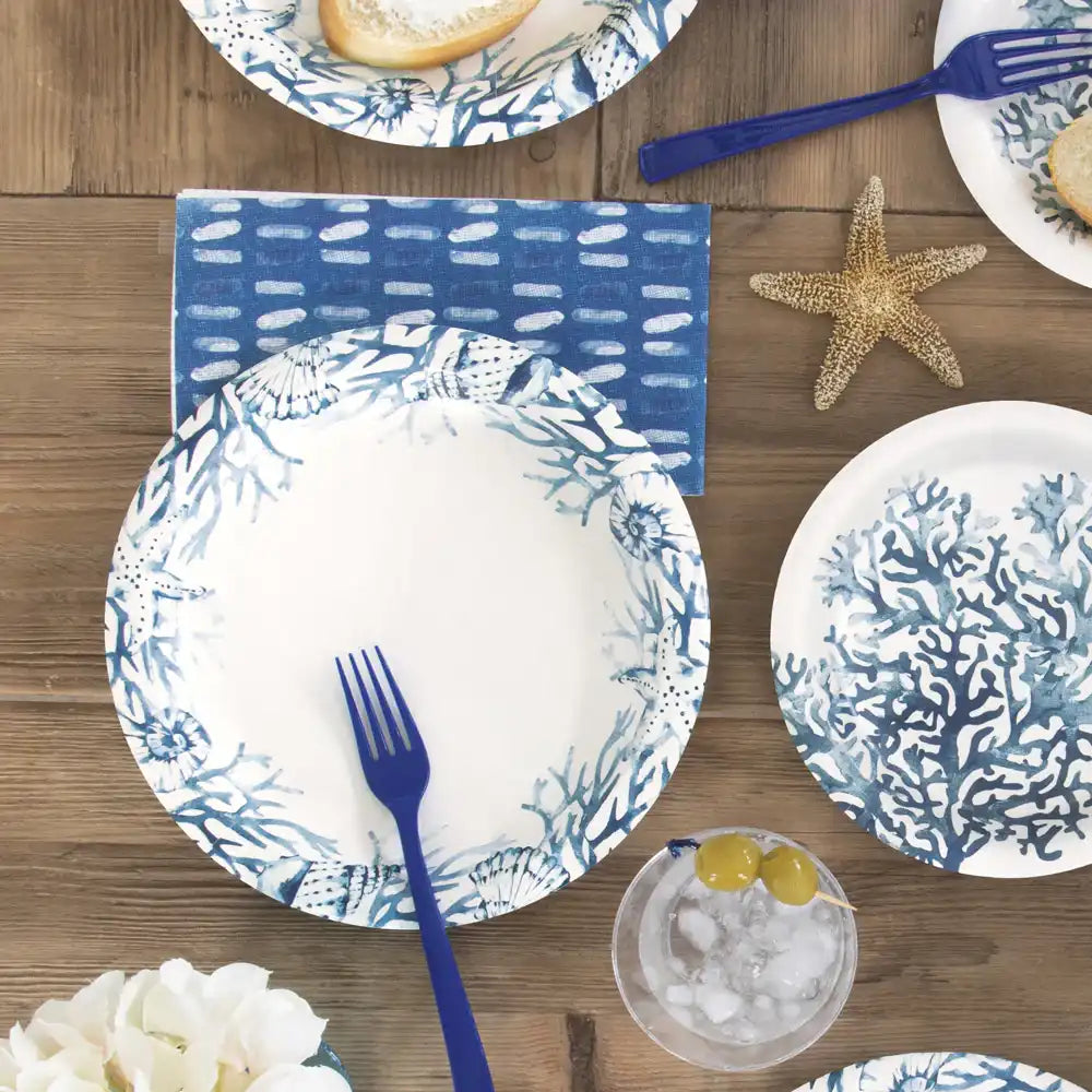 Blue Speckled Beverage Party Napkins (x16) Summer