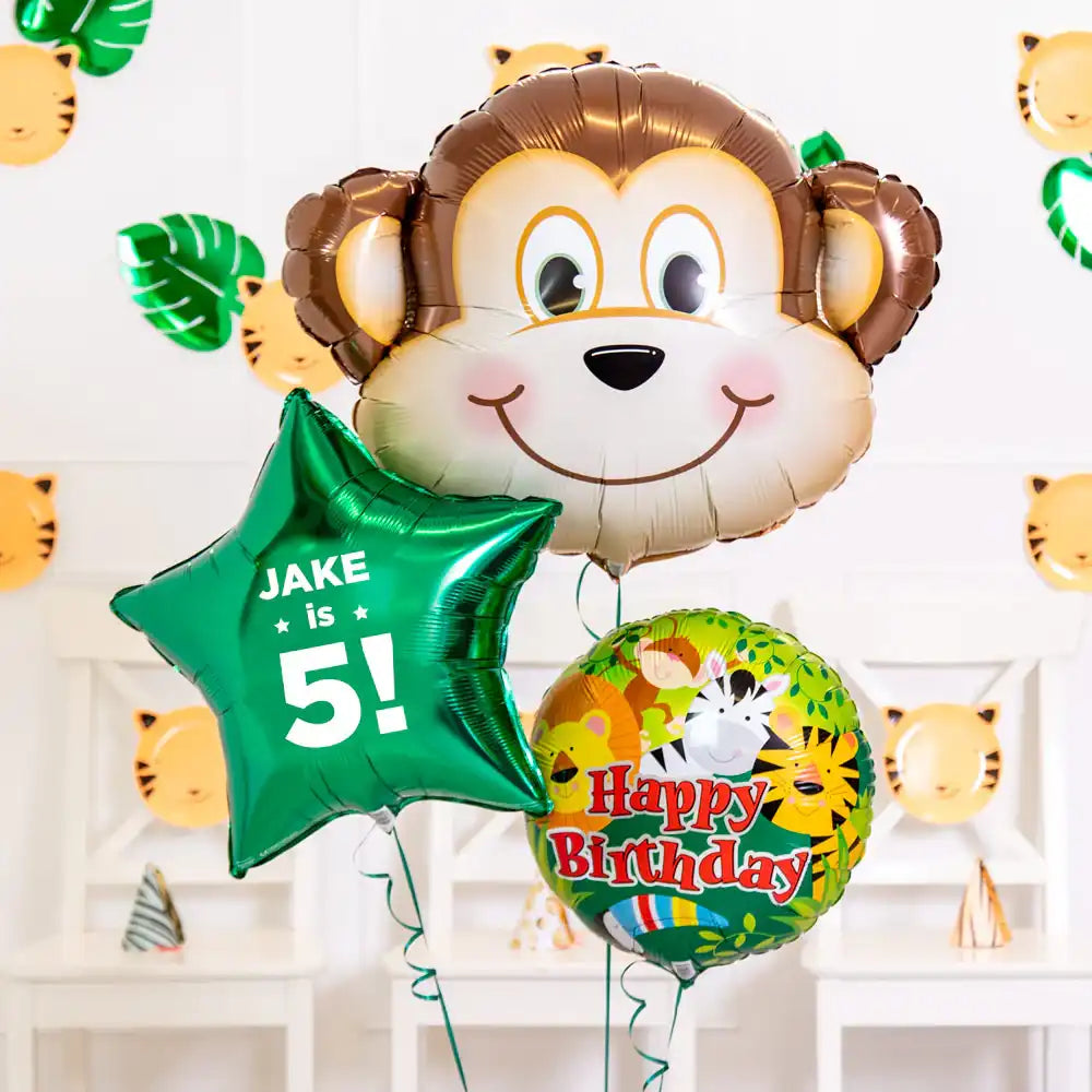 Personalised Inflated Balloon Bouquet in a Box - In The Jungle Personalised Balloons