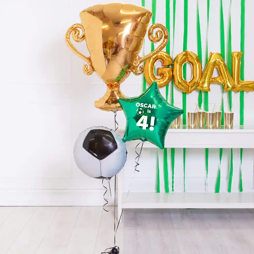 Personalised Inflated Balloon Bouquet in a Box - Football Champion Personalised Balloons