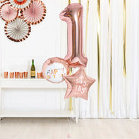 Personalised Inflated Balloon Bouquet in a Box - Rose Gold 1st Birthday Personalised Balloons