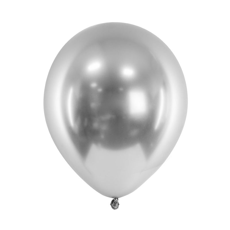 Glossy Latex Balloons - Silver (x50)