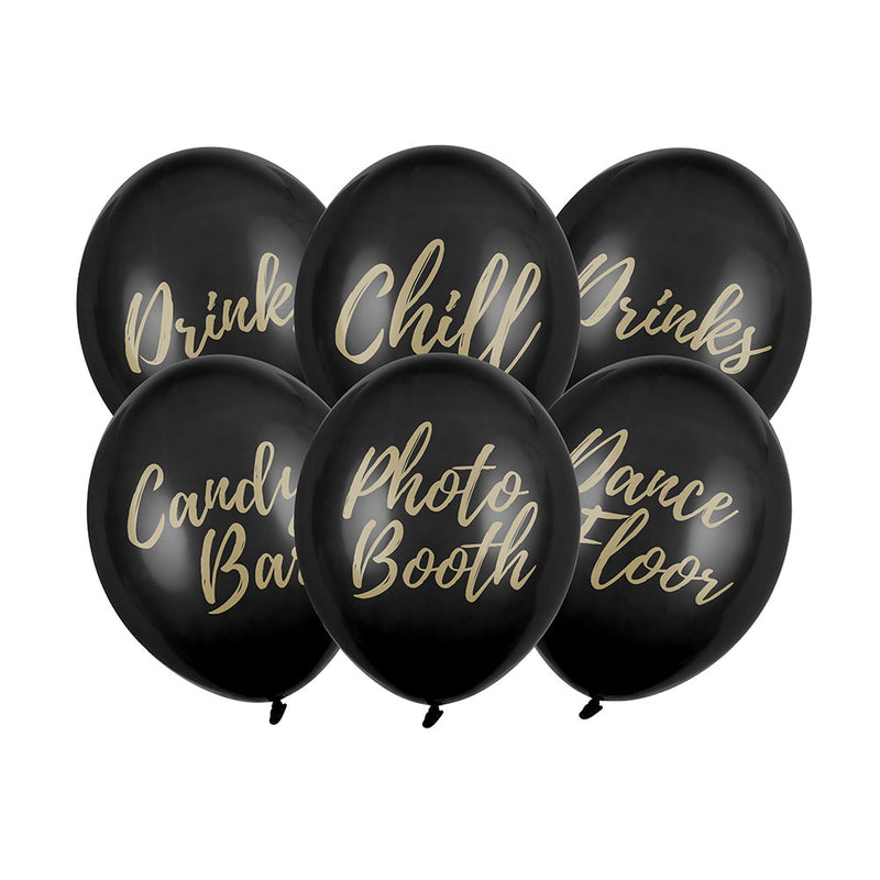 Signage Balloons Set - Black (x6)