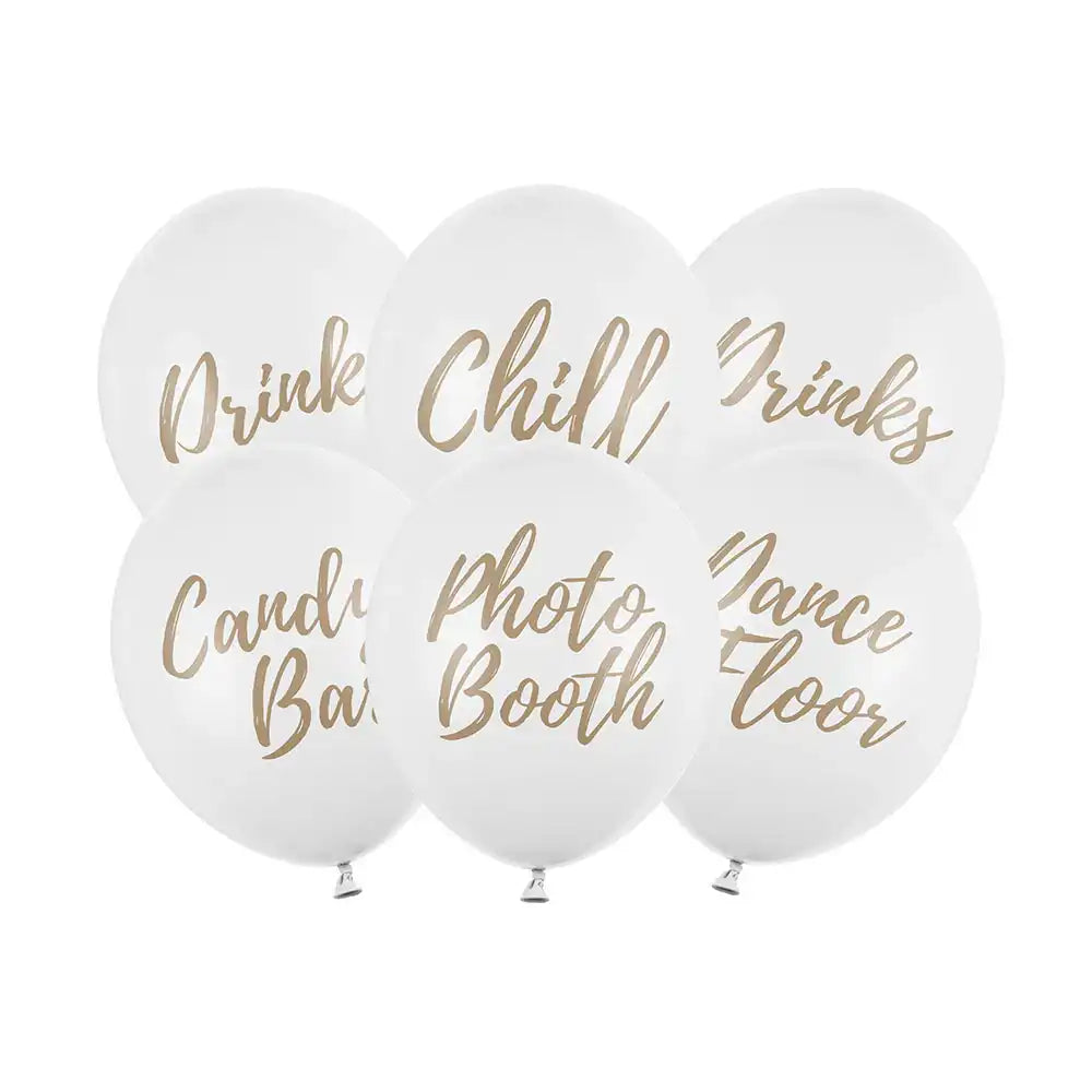 Signage Balloons Set - White (x6) Wedding