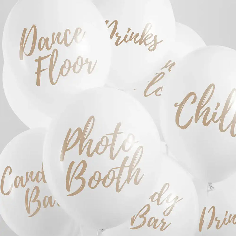 Signage Balloons Set - White (x6) Wedding