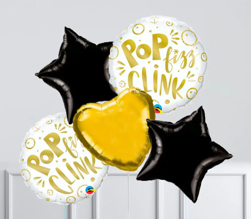 Inflated Balloon Bunch - Pop, Fizz, Clink 5 Inflated Balloons - £29.99 Personalised Balloons