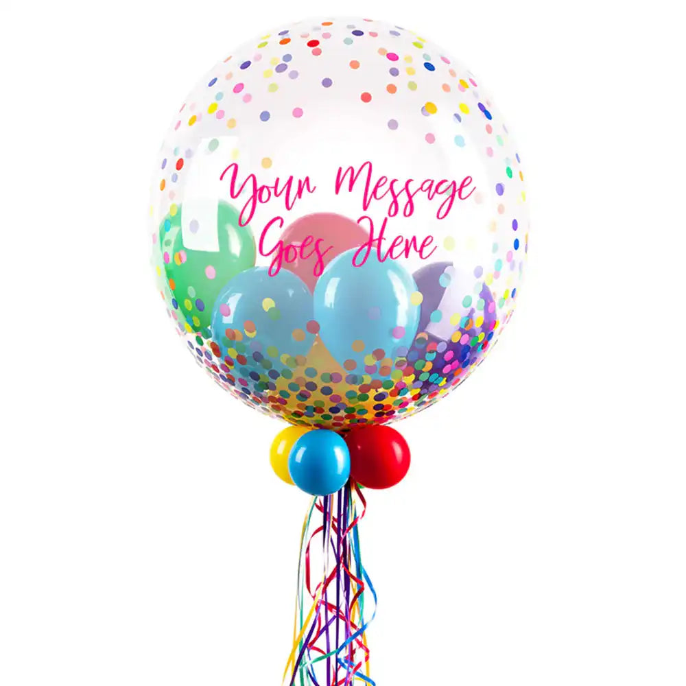 Personalised Bubble Balloon in a Box - Colourful Dots Personalised Balloons