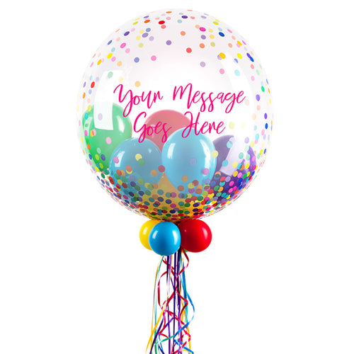 Personalised Bubble Balloon in a Box - Colourful Dots