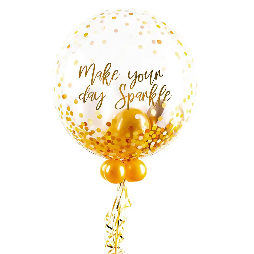 Personalised Bubble Balloon in a Box - Elegant Gold Dots Personalised Balloons