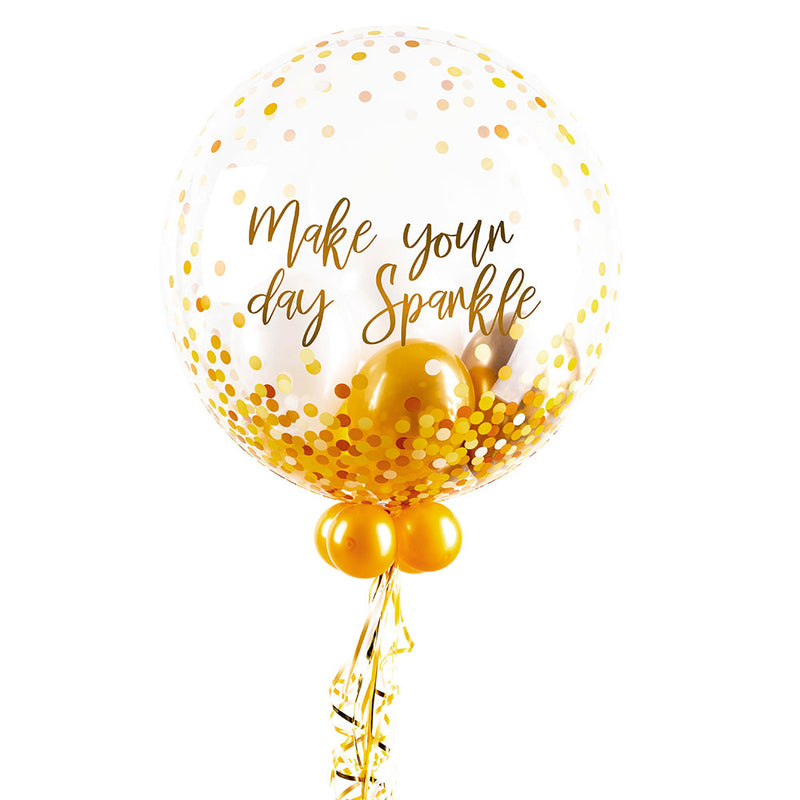 Personalised Bubble Balloon in a Box - Elegant Gold Dots