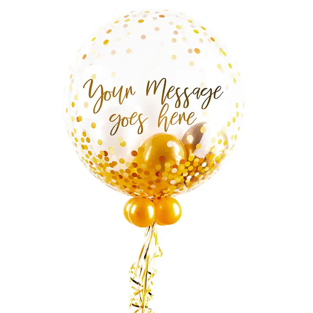 Personalised Bubble Balloon in a Box - Elegant Gold Dots Personalised Balloons