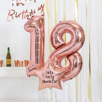 18th Birthday Balloons - Personalised Inflated Balloon Bouquet Rose Gold Personalised Balloons