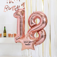 18th Birthday Balloons - Personalised Inflated Balloon Bouquet Rose Gold Personalised Balloons