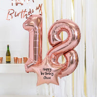 18th Birthday Balloons - Personalised Inflated Balloon Bouquet Rose Gold Personalised Balloons