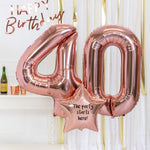 40th Birthday Balloons - Personalised Inflated Balloon Bouquet Rose Gold