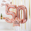 50th Birthday Balloons - Personalised Inflated Balloon Bouquet Rose Gold Personalised Balloons