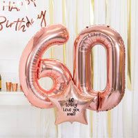 60th Birthday Balloons - Personalised Inflated Balloon Bouquet Rose Gold Personalised Balloons