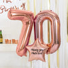 70th Birthday Balloons - Personalised Inflated Balloon Bouquet Rose Gold Personalised Balloons