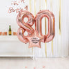 80th Birthday Balloons - Personalised Inflated Balloon Bouquet Rose Gold Personalised Balloons