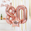 80th Birthday Balloons - Personalised Inflated Balloon Bouquet Rose Gold Personalised Balloons
