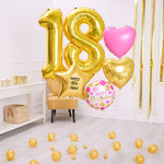 Deluxe Personalised Balloon Bunch - 18th Birthday Gold & Pink