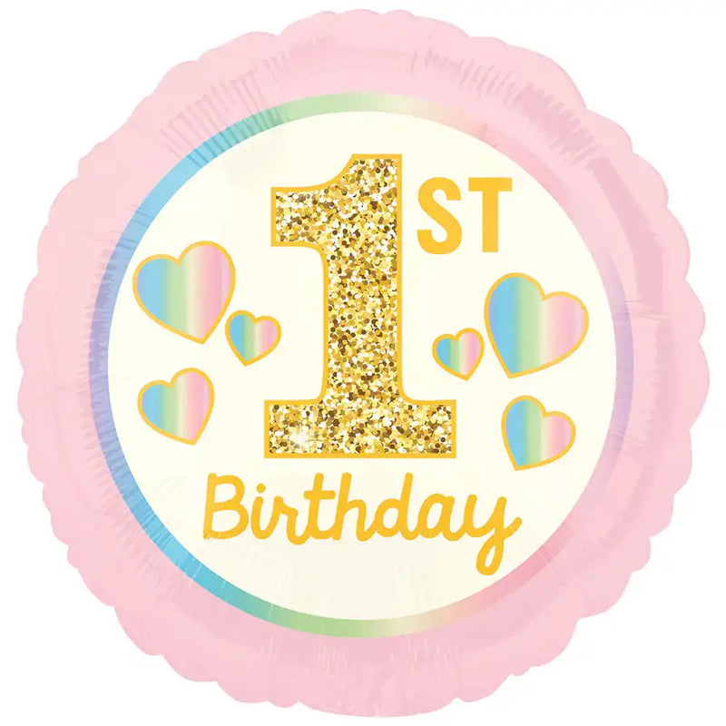 1st Birthday Pink & Gold Foil Balloon 1st Birthday
