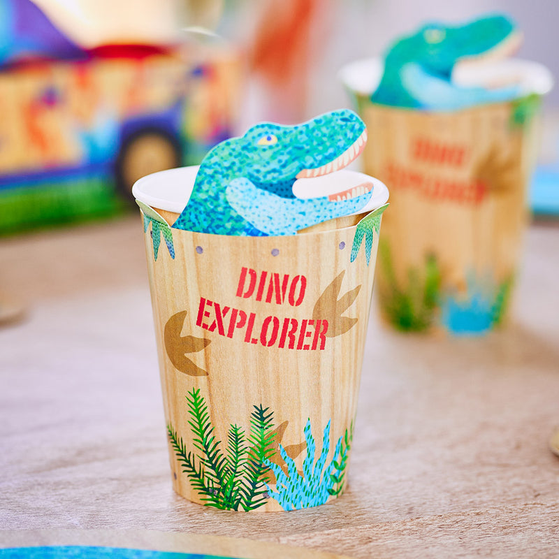 Dino Explorer Paper Party Cups (x8)